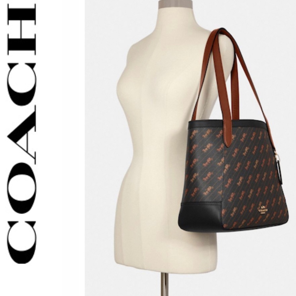 🆕Coach Tote With Horse And Carriage Dot Print Purse - Picture 1 of 14